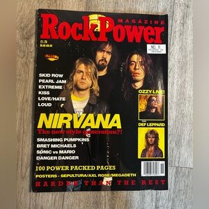 VTG Rock Power Magazine  1992 Nirvana Skid Row Ozzy Kiss Pearl Jam Grunge HTF